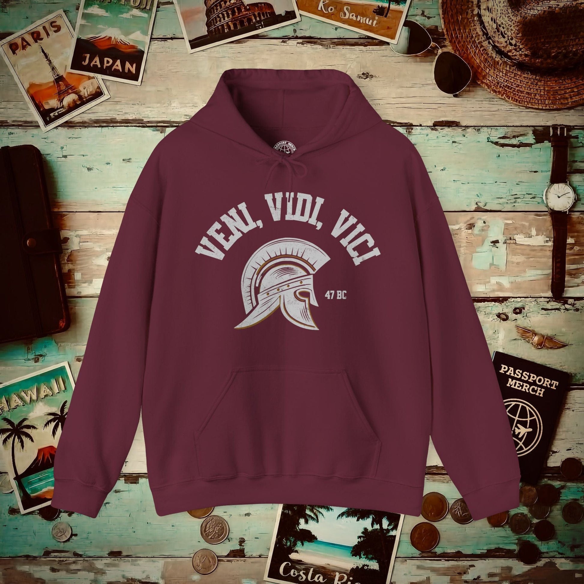 Veni, Vidi, Vici, Italy Hoodie Maroon / S