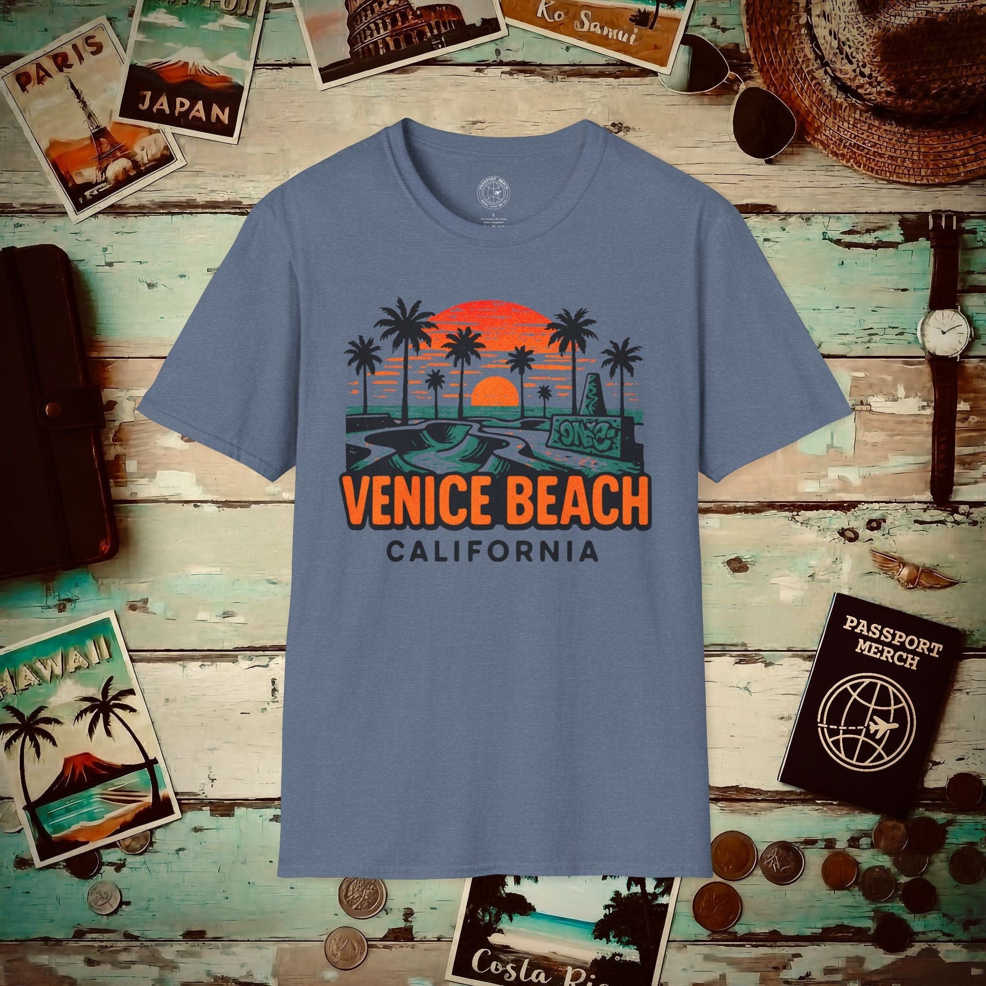Venice Beach, California - 80's Vintage T-Shirt Heather Indigo / S