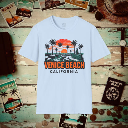 Venice Beach, California - 80's Vintage T-Shirt Light Blue / S
