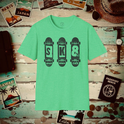Venice Beach California SK8 T-Shirt Heather Irish Green / S