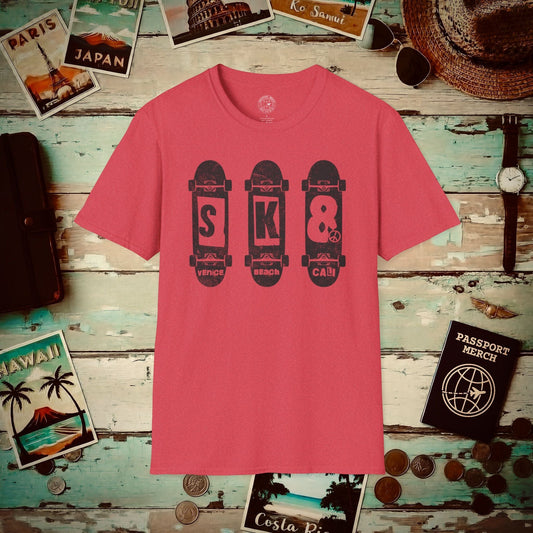 Venice Beach California SK8 T-Shirt Heather Red / S