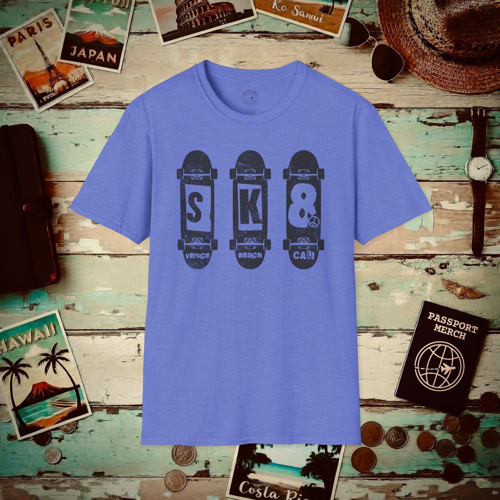 Venice Beach California SK8 T-Shirt Heather Royal / S