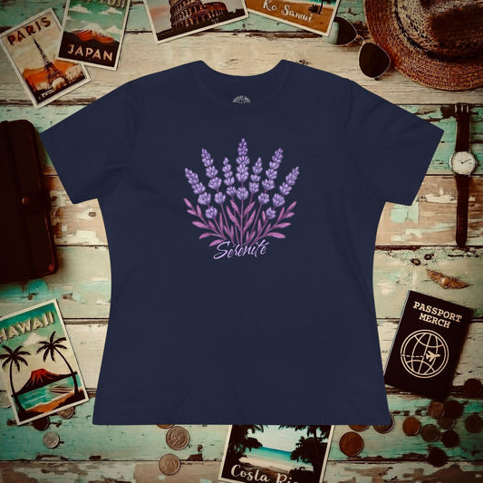 Vibrant Lavender Serenite, France, Womens Fit T-Shirt Navy / S