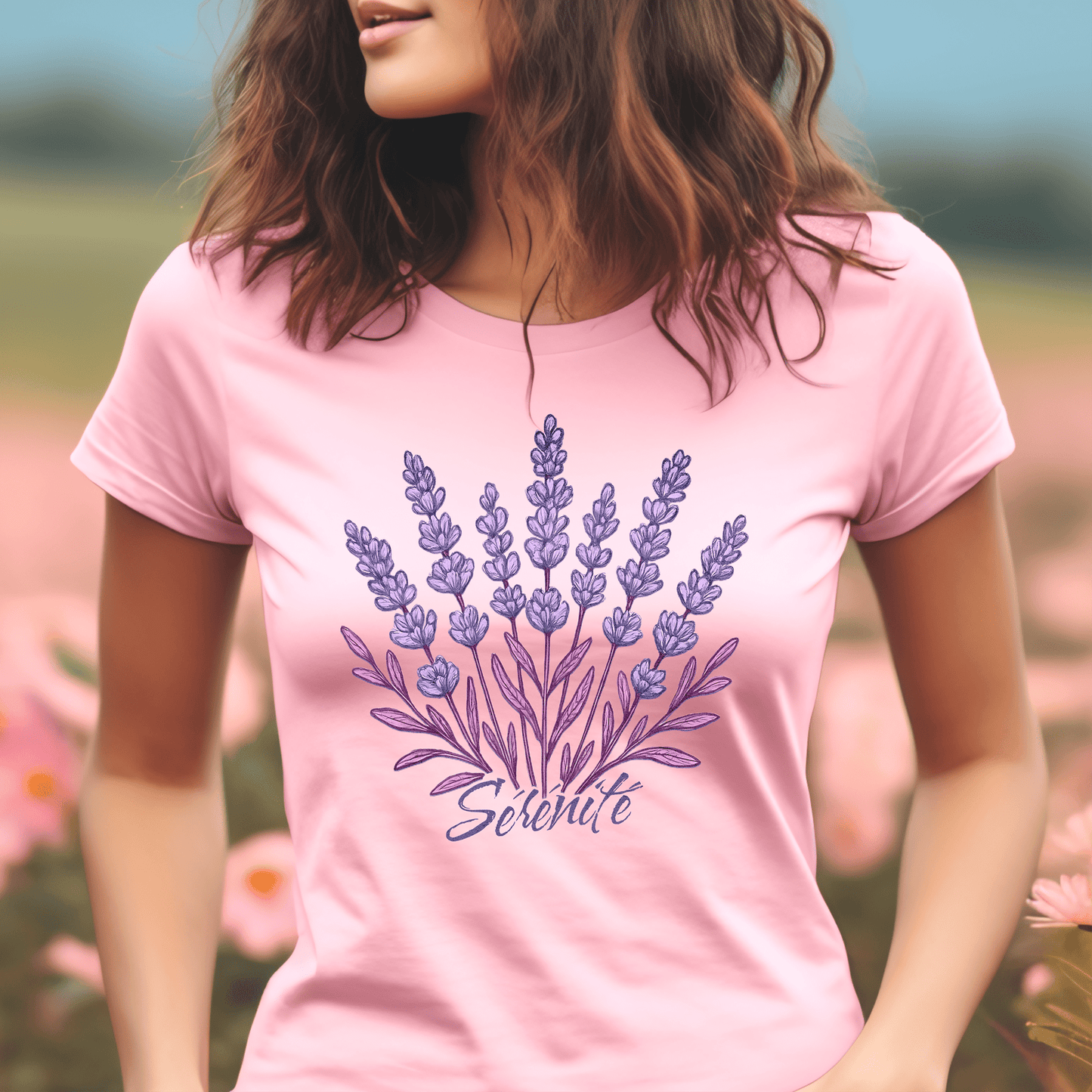 Vibrant Lavender Serenite, France, Womens Fit T-Shirt Pink / S