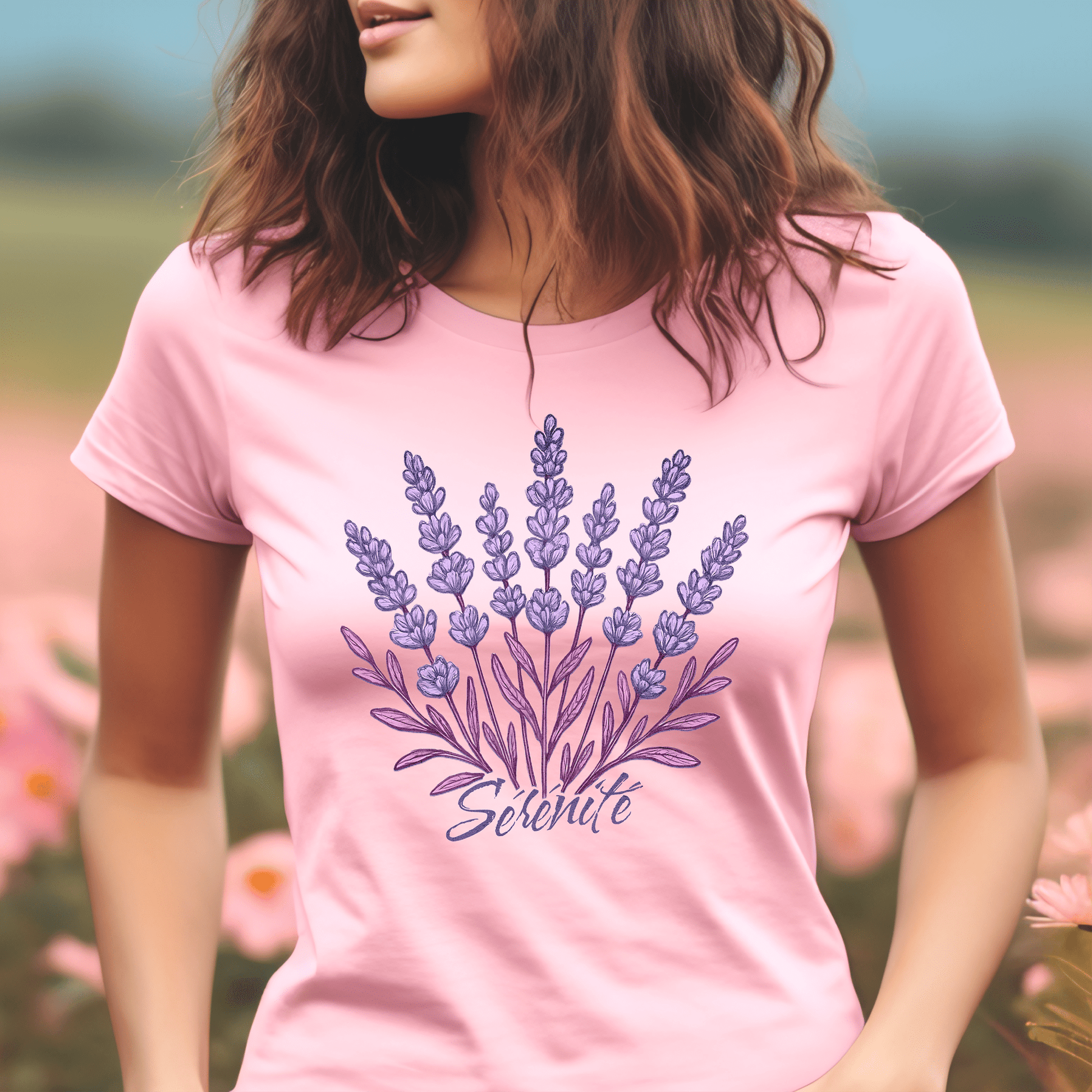 Vibrant Lavender Serenite, France, Womens Fit T-Shirt Pink / S