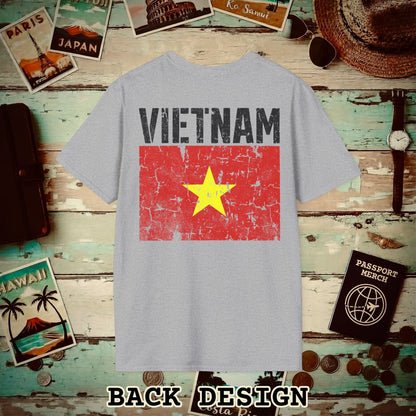 Vietnam Vintage Flag Back Print T-Shirt Sport Grey / S