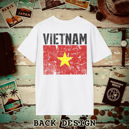 Vietnam Vintage Flag Back Print T-Shirt White / S