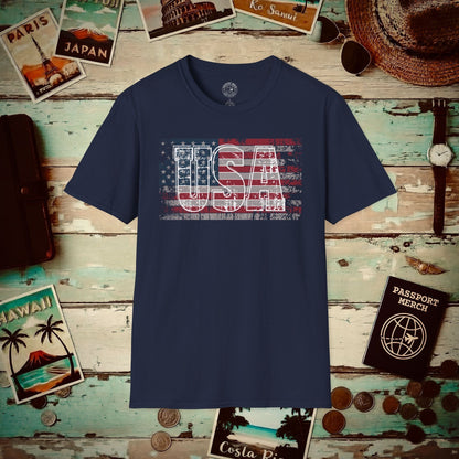 Vintage American Flag Patriotism USA T-Shirt Navy / S