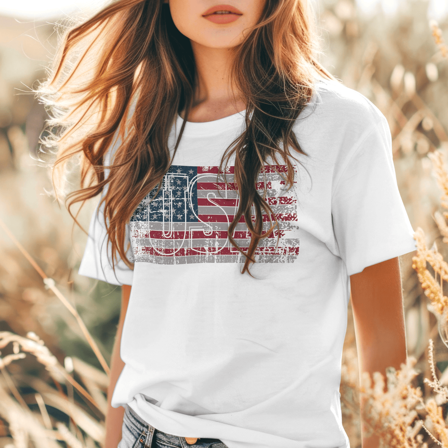 Vintage American Flag Patriotism USA T-Shirt White / S