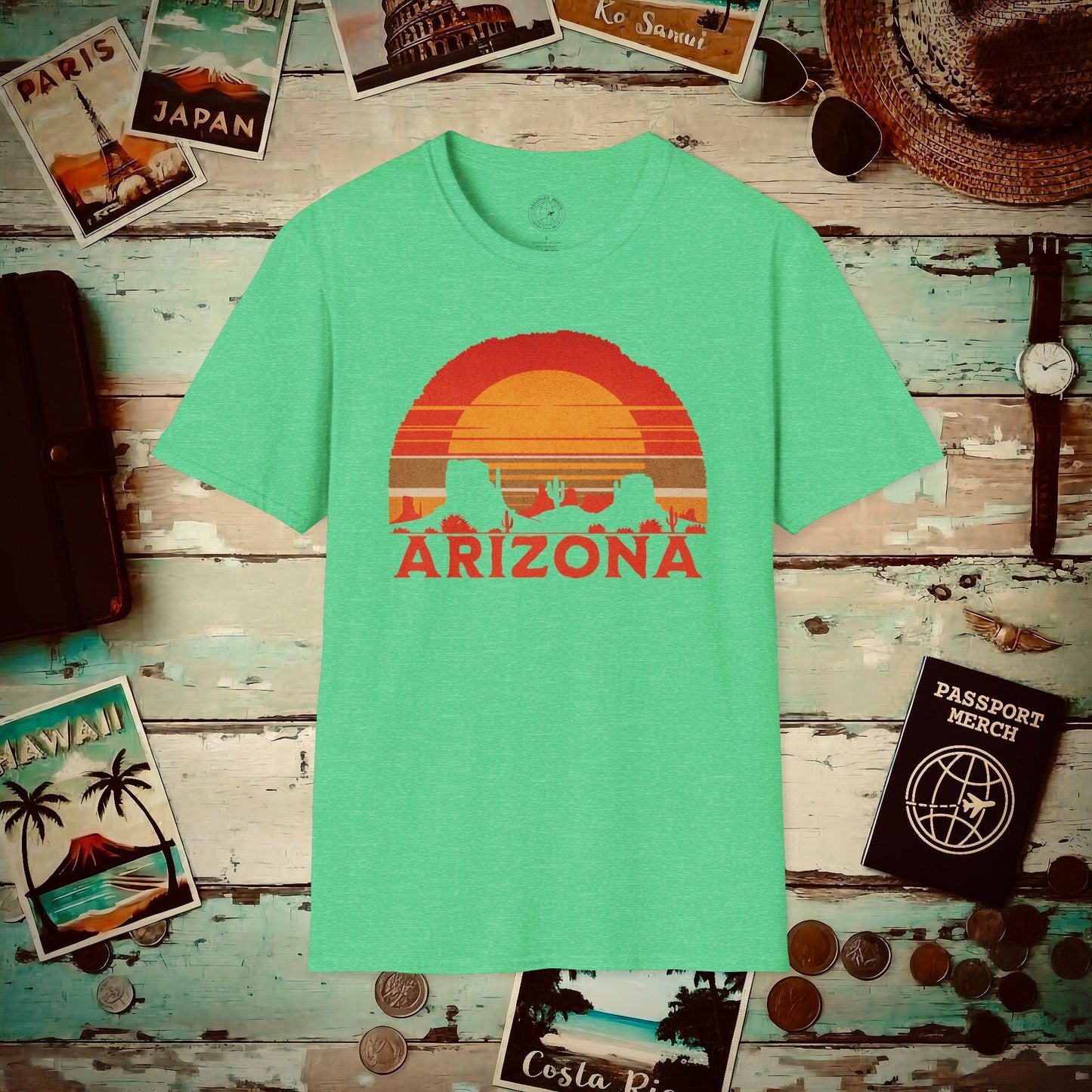 Vintage Arizona Sunset T-Shirt Heather Irish Green / S