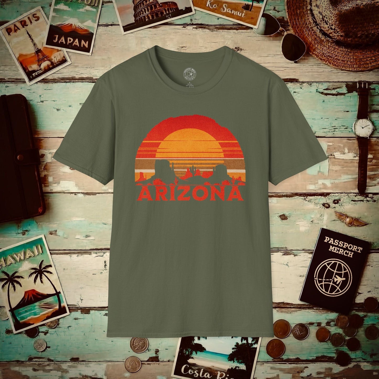 Vintage Arizona Sunset T-Shirt Military Green / S