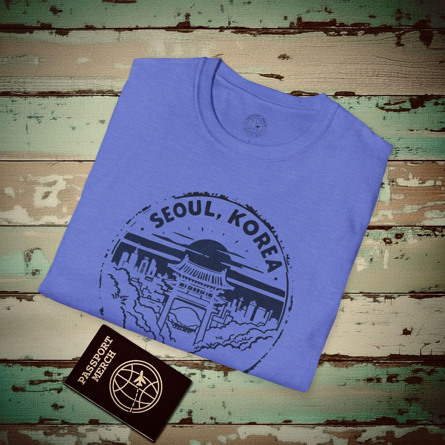 Vintage Badge, Seoul Korea T-Shirt Heather Royal / S