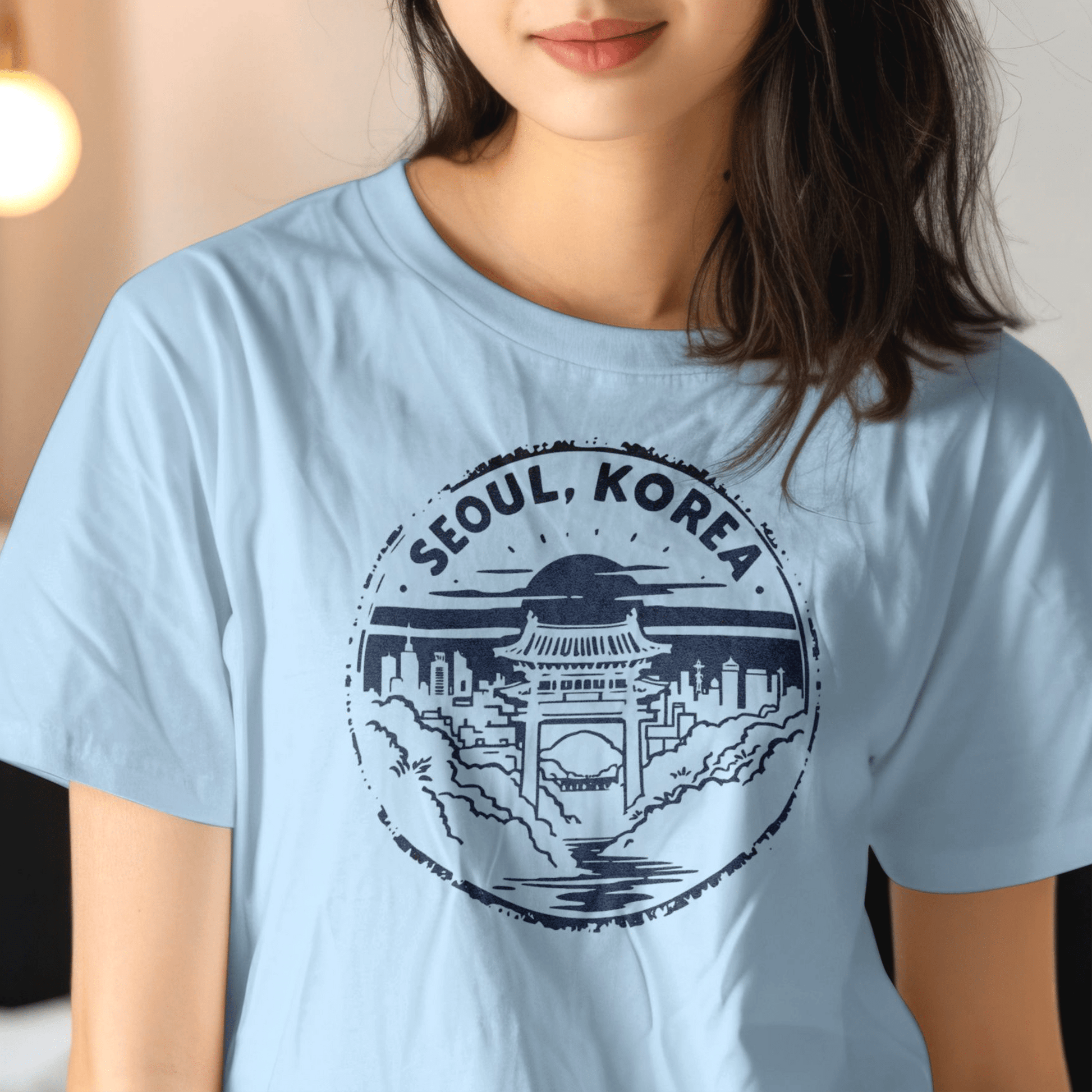 Vintage Badge, Seoul Korea T-Shirt Light Blue / S