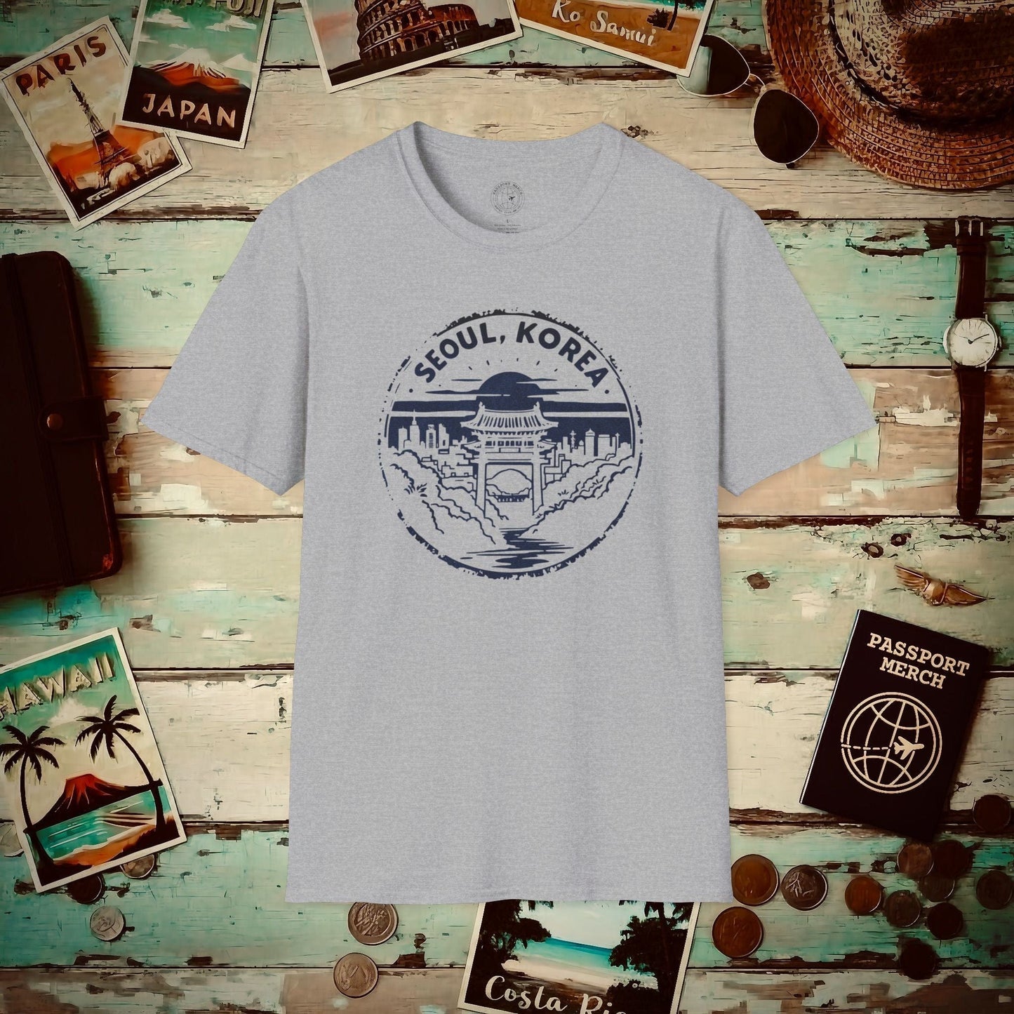 Vintage Badge, Seoul Korea T-Shirt Sport Grey / S