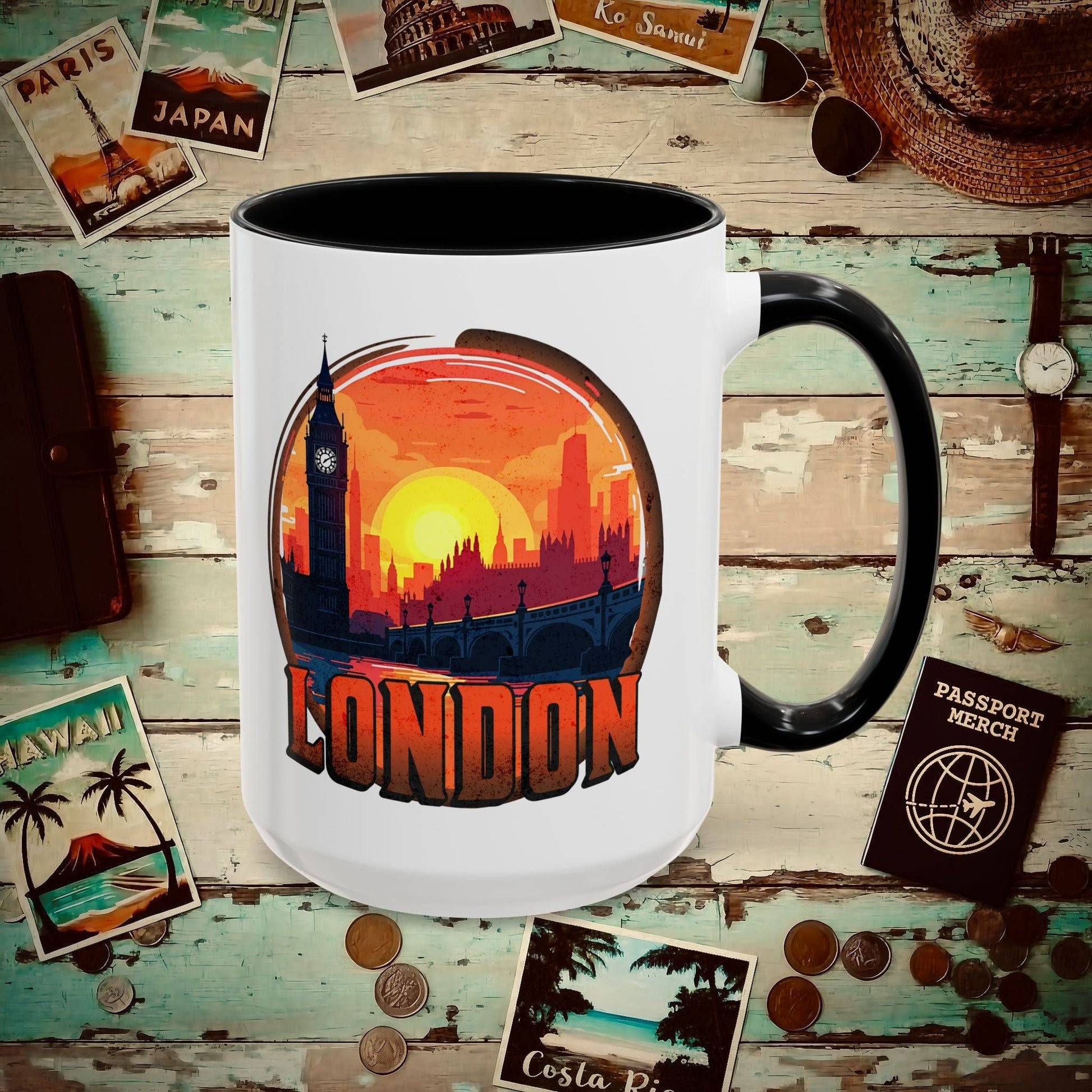 Vintage Big Ben Sunset, London, England 15oz Mug Black / 15oz
