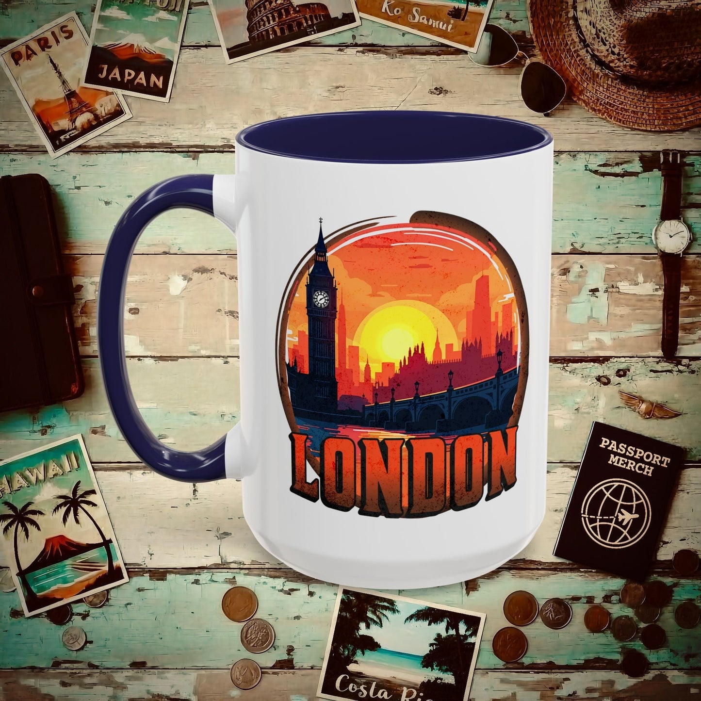Vintage Big Ben Sunset, London, England 15oz Mug Navy / 15oz