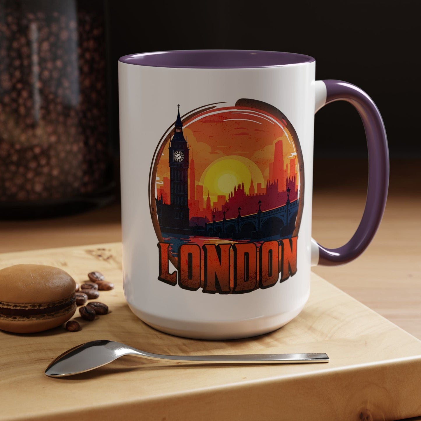 Vintage Big Ben Sunset, London, England 15oz Mug Purple / 15oz