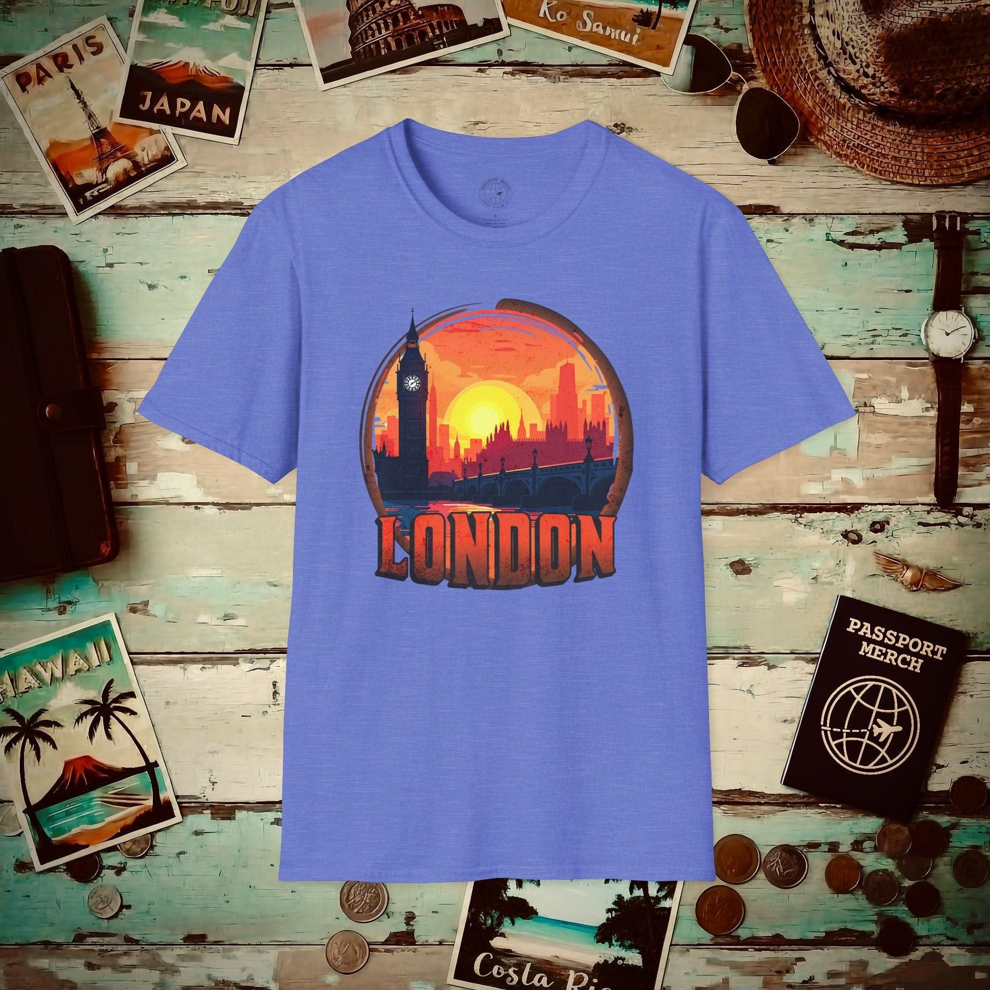 Vintage Big Ben Sunset, London, England T-Shirt Heather Royal / S