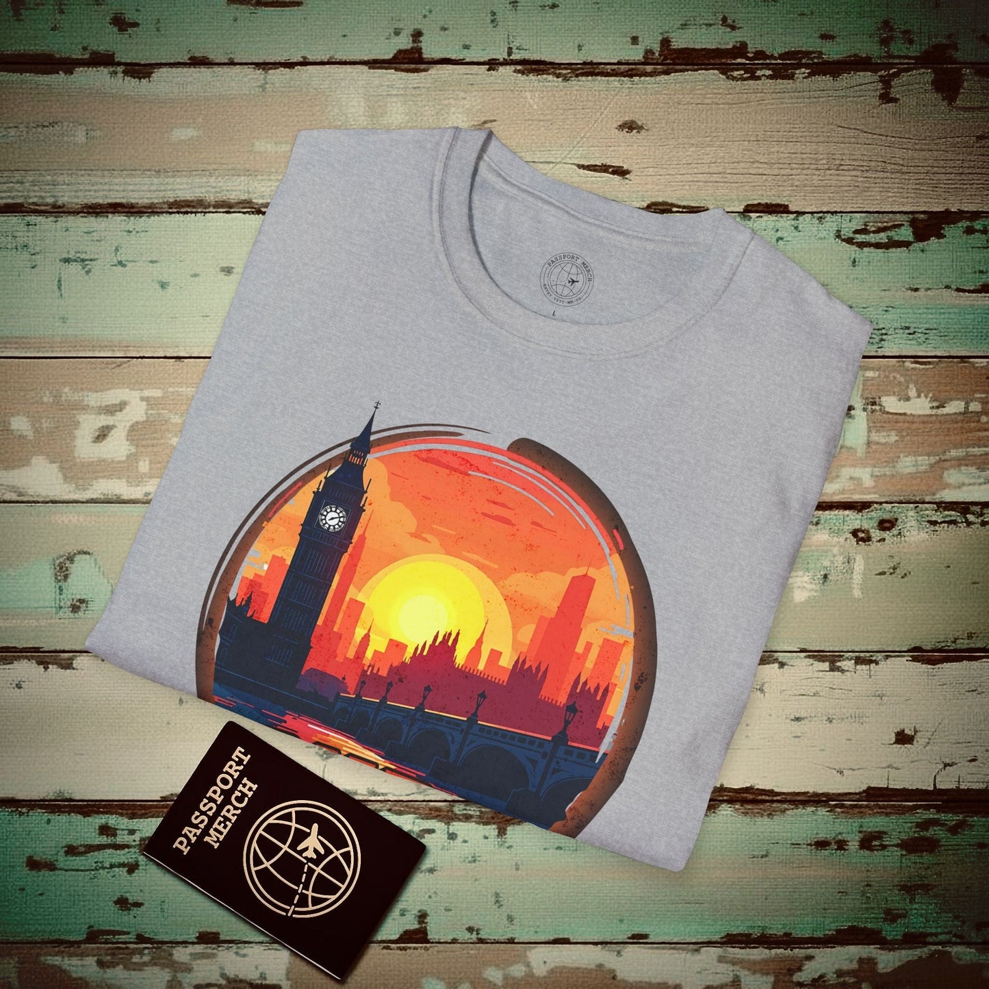 Vintage Big Ben Sunset, London, England T-Shirt Sport Grey / S