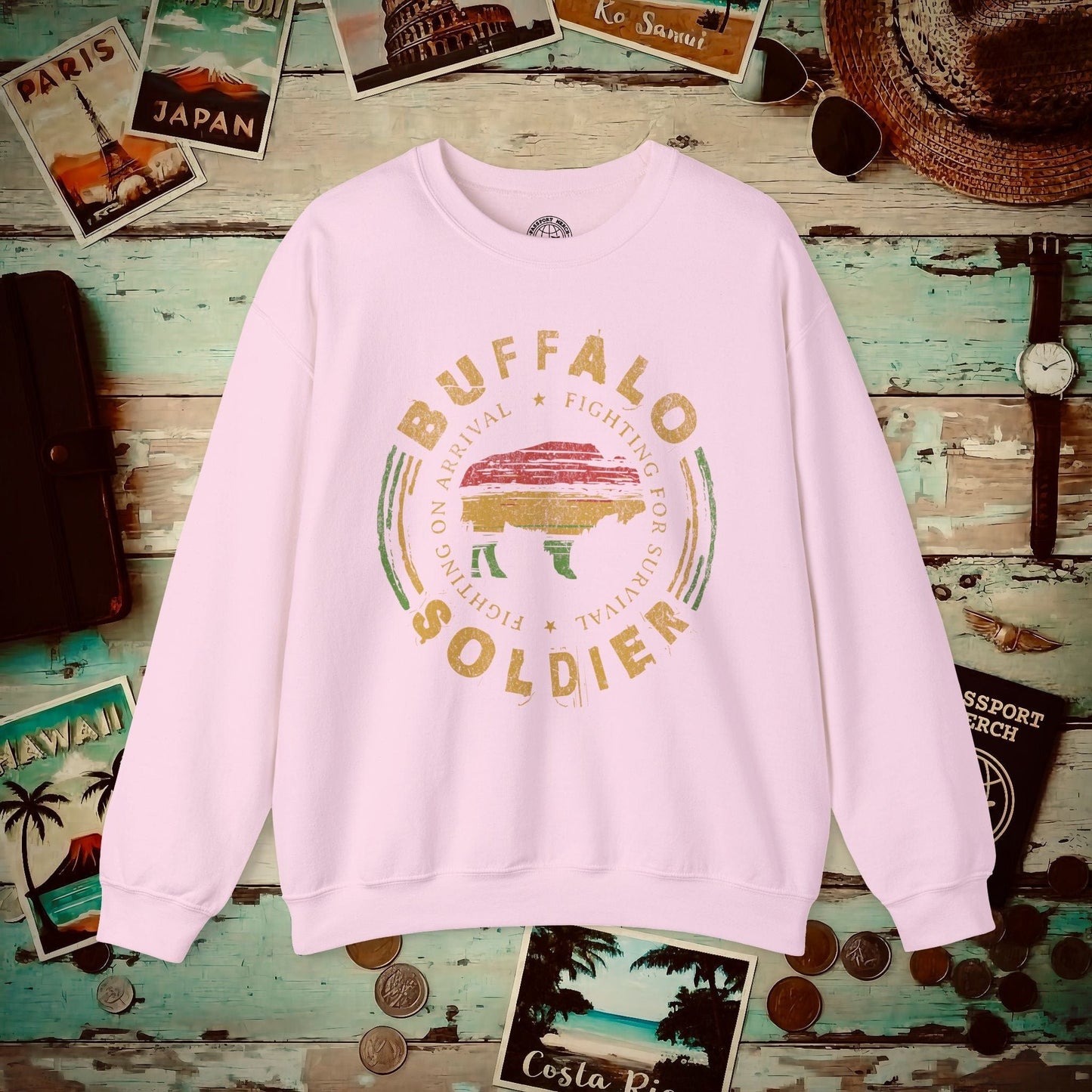 Vintage Buffalo Soldier, Jamaica Crewneck Light Pink / S