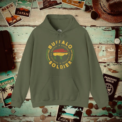 Vintage Buffalo Soldier, Jamaica Hoodie Military Green / S
