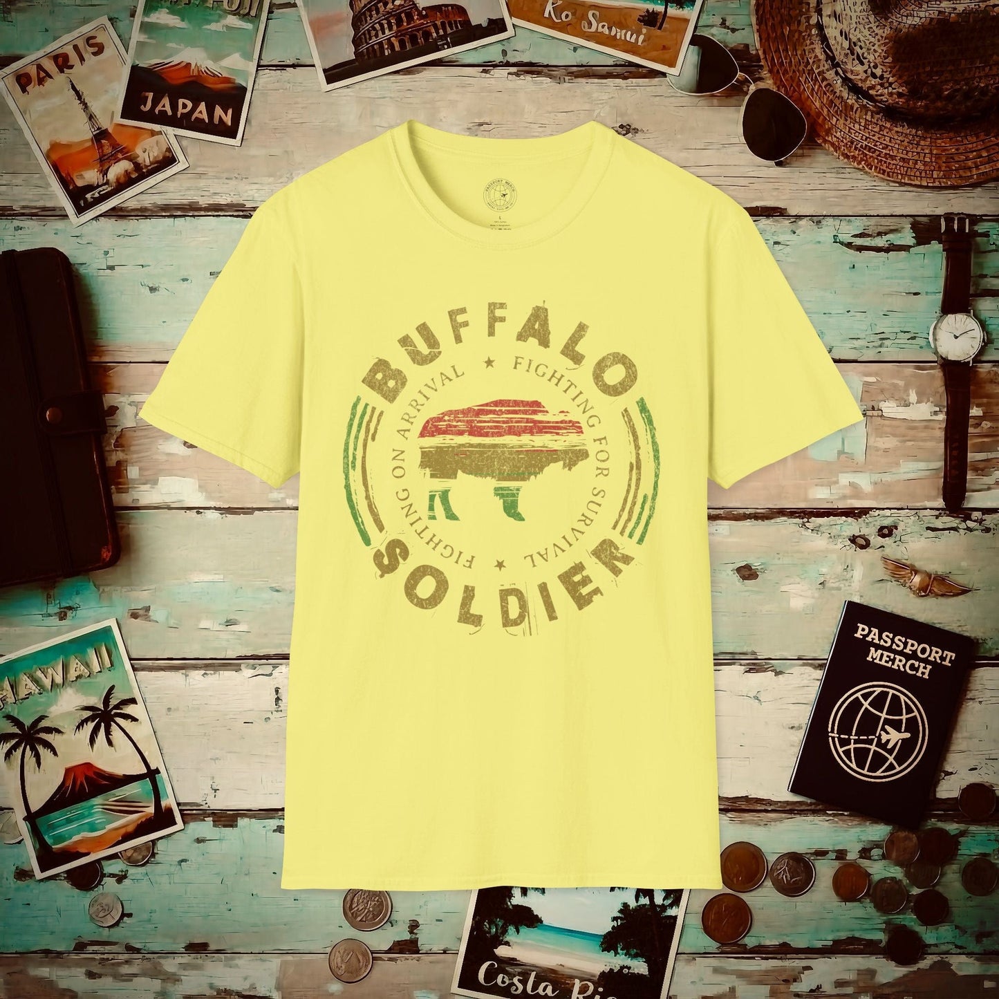 Vintage Buffalo Soldier, Jamaica T-Shirt Cornsilk / S