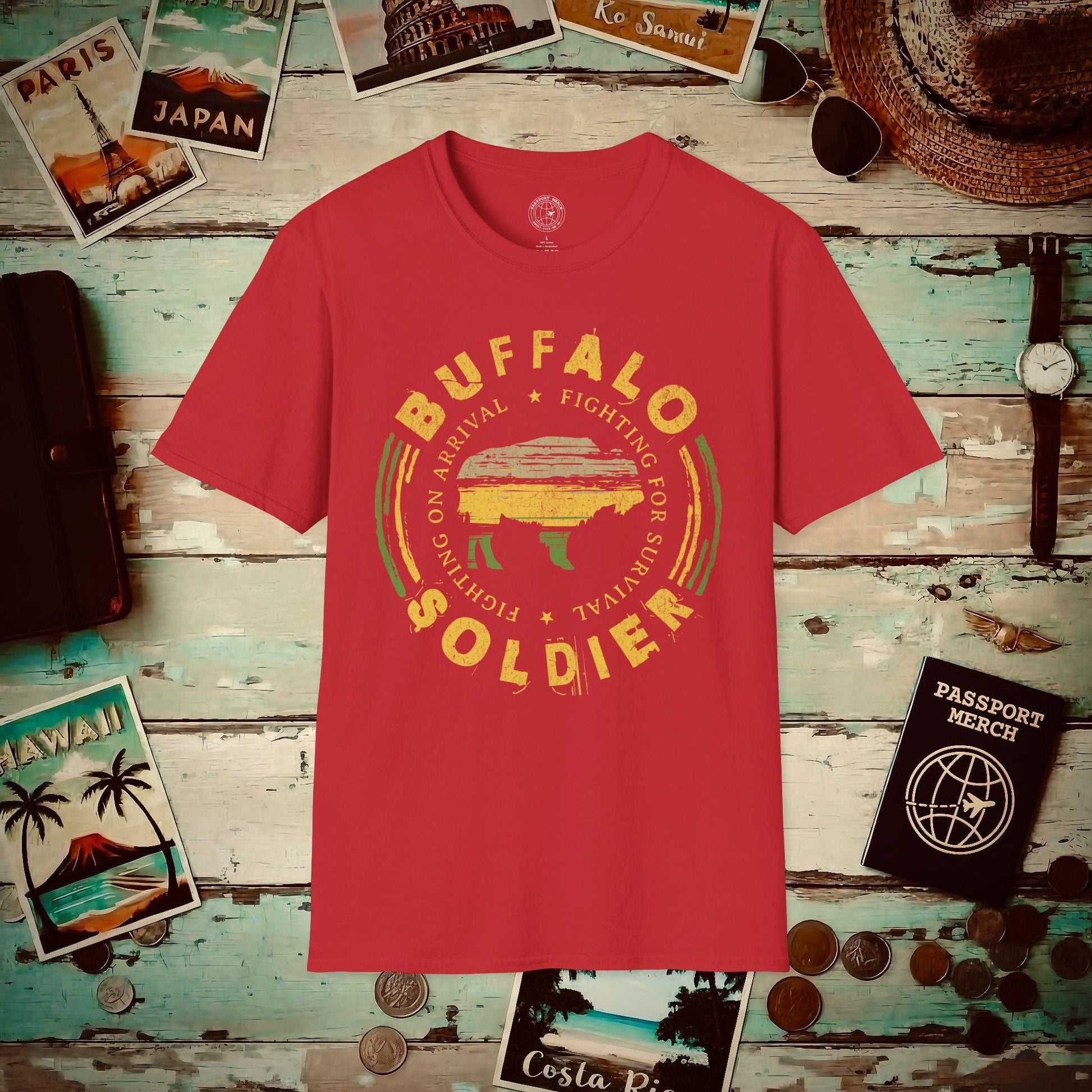 Vintage Buffalo Soldier, Jamaica T-Shirt Red / S