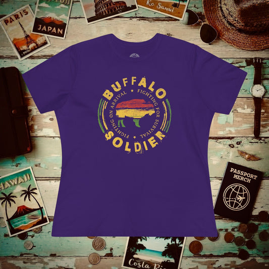 Vintage Buffalo Soldier, Jamaica, Womens Fit T-Shirt Team Purple / S