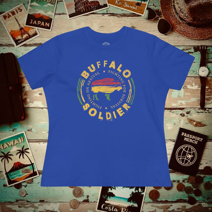 Vintage Buffalo Soldier, Jamaica, Womens Fit T-Shirt True Royal / S