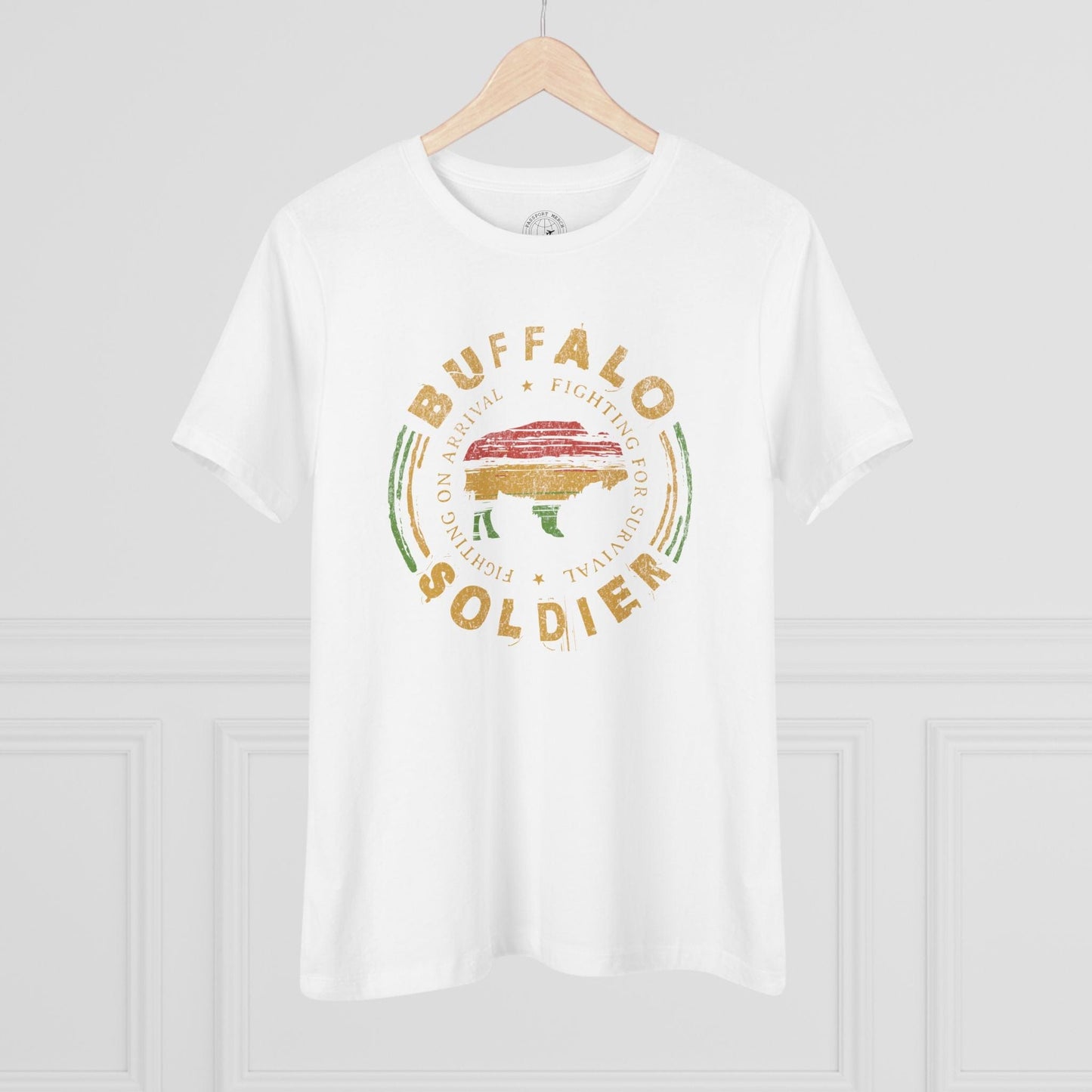 Vintage Buffalo Soldier, Jamaica, Womens Fit T-Shirt White / S