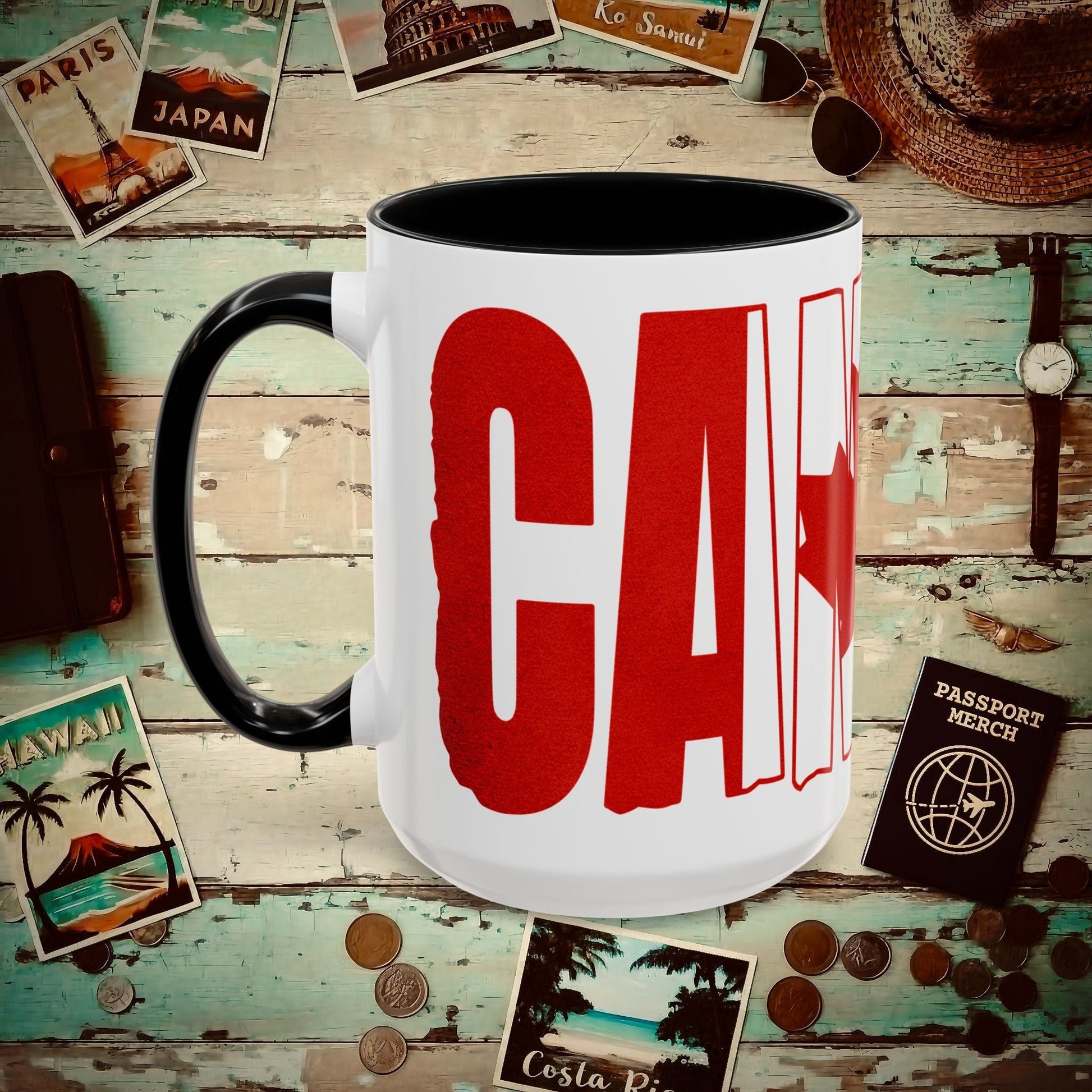 Vintage Canada Patriotism Letter Flag 15oz Mug Black / 15oz