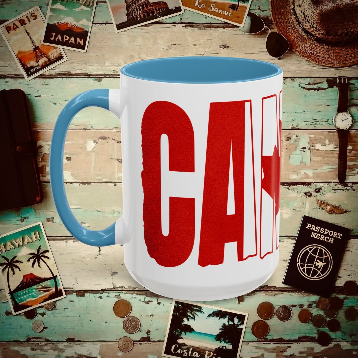 Vintage Canada Patriotism Letter Flag 15oz Mug Light Blue / 15oz