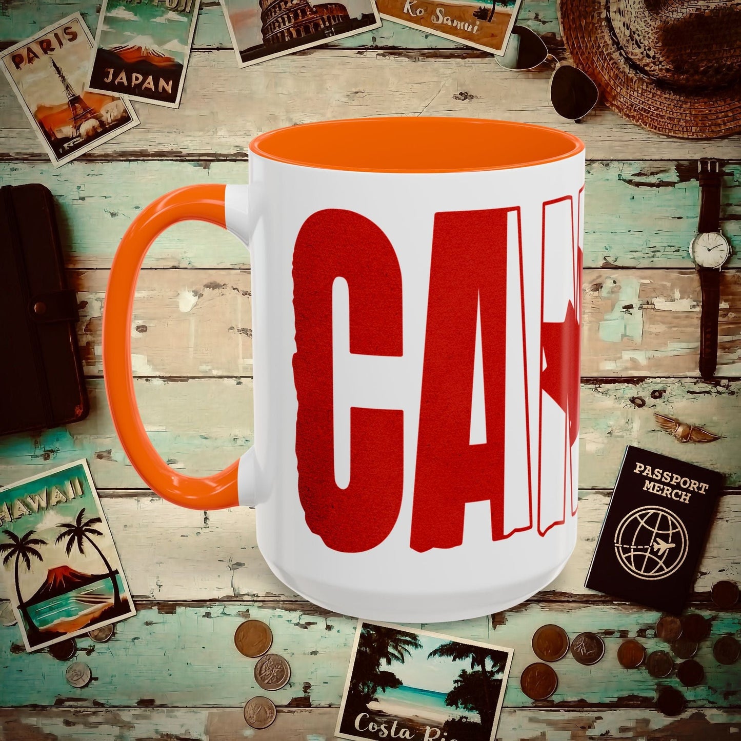 Vintage Canada Patriotism Letter Flag 15oz Mug Orange / 15oz