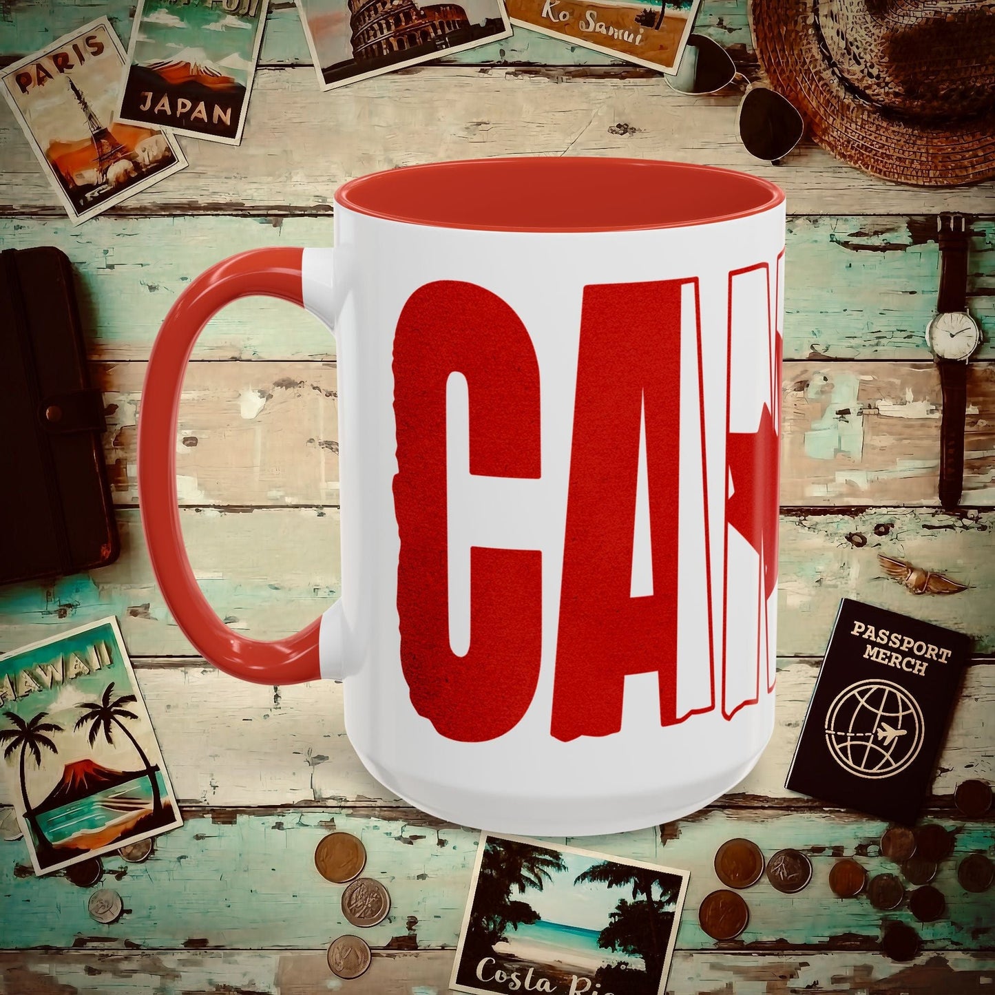 Vintage Canada Patriotism Letter Flag 15oz Mug Red / 15oz