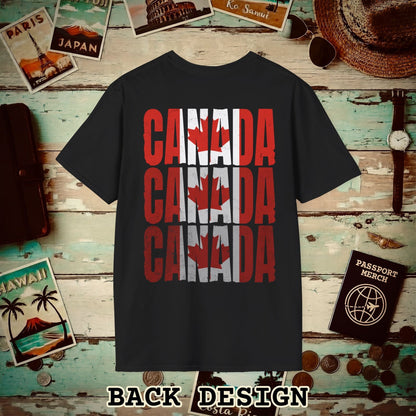 Vintage Canada Patriotism Letter Flag, Back Print T-Shirt Black / S