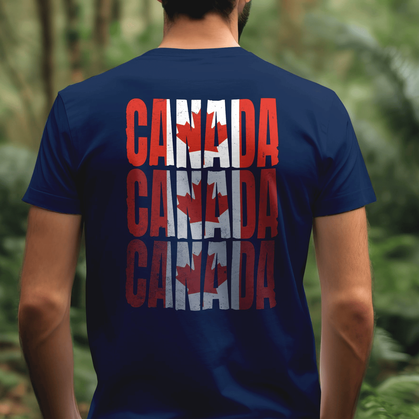 Vintage Canada Patriotism Letter Flag, Back Print T-Shirt Navy / S