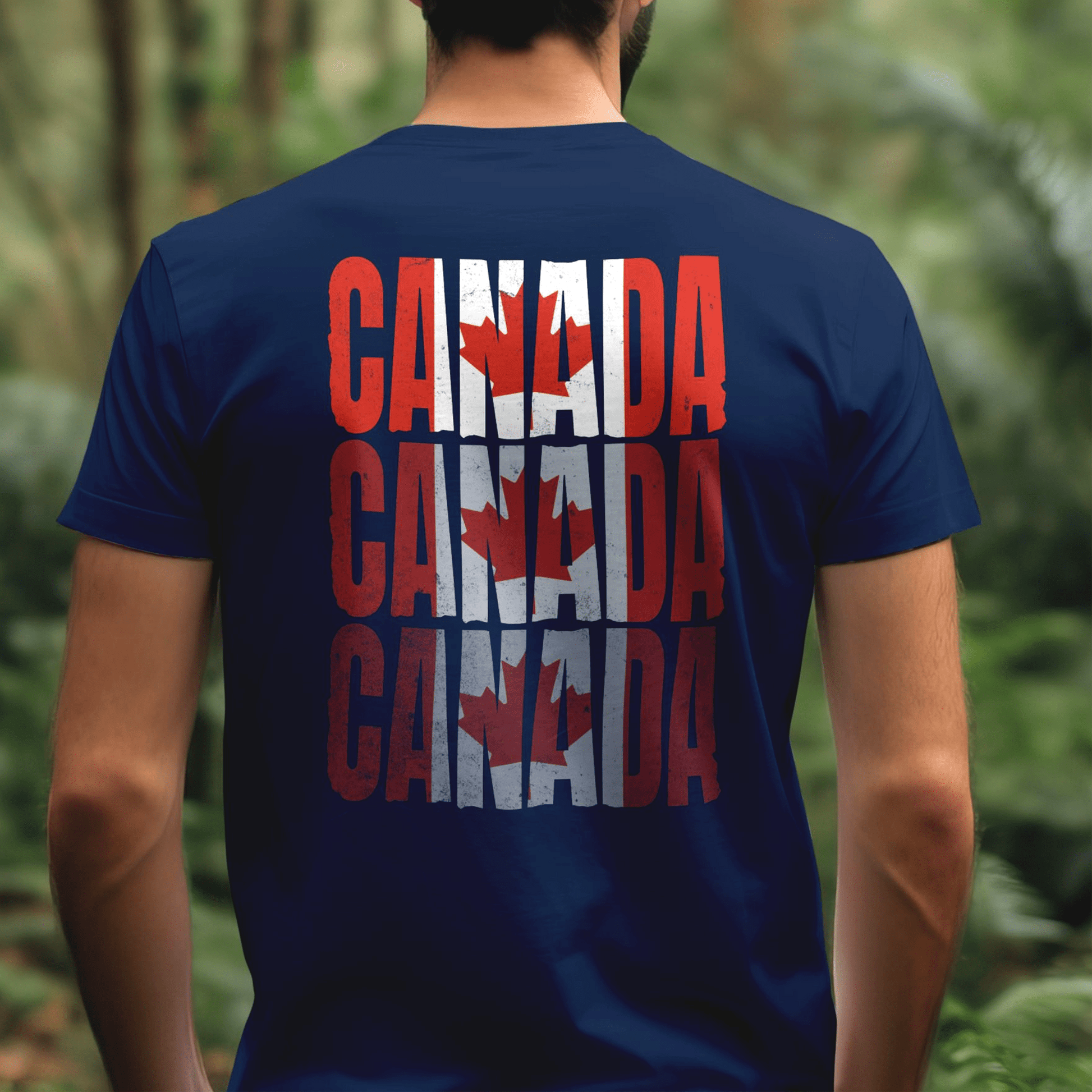 Vintage Canada Patriotism Letter Flag, Back Print T-Shirt Navy / S