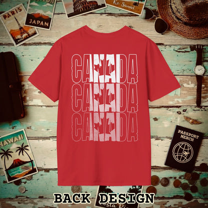 Vintage Canada Patriotism Letter Flag, Back Print T-Shirt Red / S
