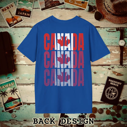 Vintage Canada Patriotism Letter Flag, Back Print T-Shirt Royal / S