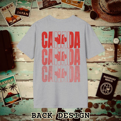 Vintage Canada Patriotism Letter Flag, Back Print T-Shirt Sport Grey / S