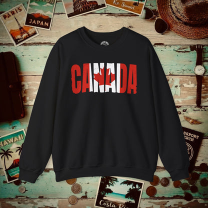 Vintage Canada Patriotism Letter Flag Crewneck Black / S
