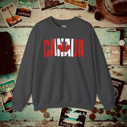 Vintage Canada Patriotism Letter Flag Crewneck Dark Heather / S