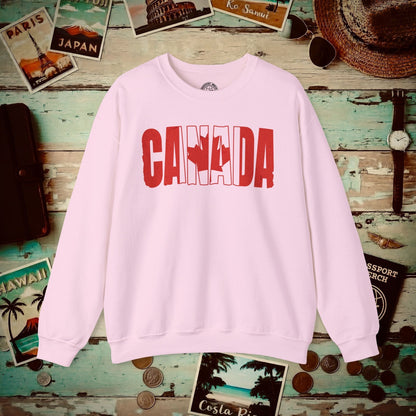 Vintage Canada Patriotism Letter Flag Crewneck Light Pink / S