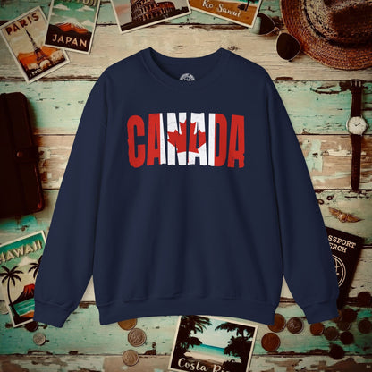 Vintage Canada Patriotism Letter Flag Crewneck Navy / S