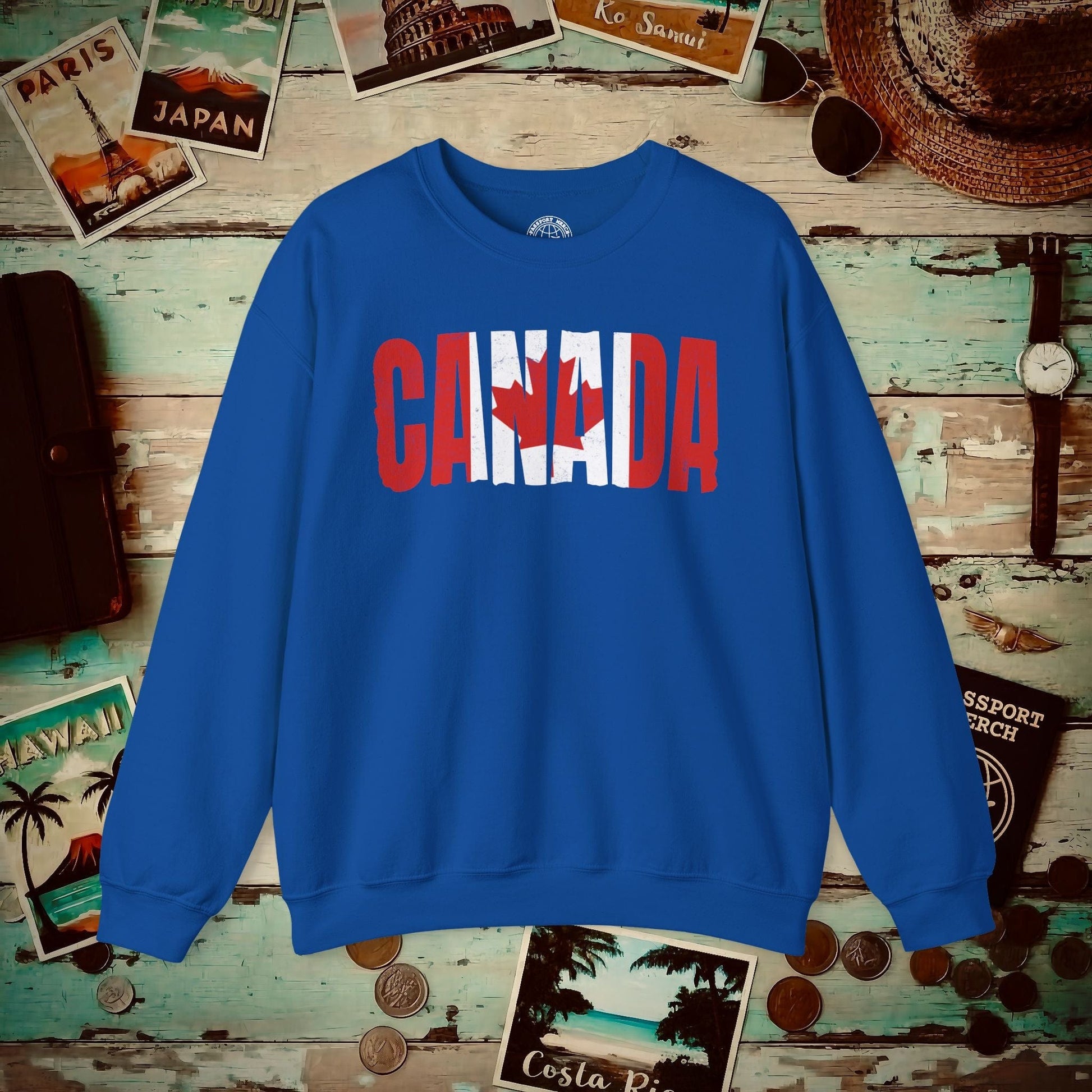 Vintage Canada Patriotism Letter Flag Crewneck Royal / S
