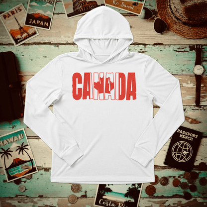 Vintage Canada Patriotism Letter Flag Hooded Long Sleeve White / XS