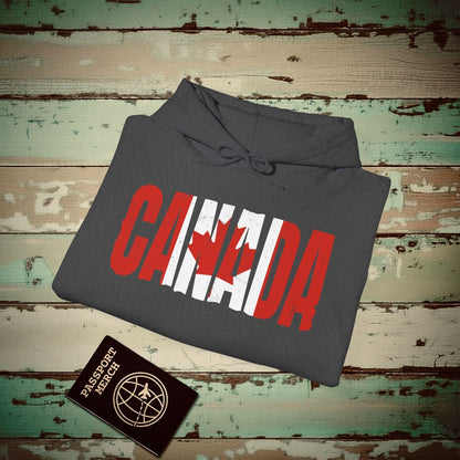 Vintage Canada Patriotism Letter Flag Hoodie Dark Heather / S