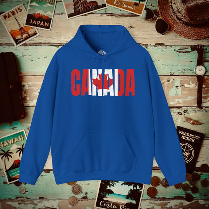 Vintage Canada Patriotism Letter Flag Hoodie Royal / S