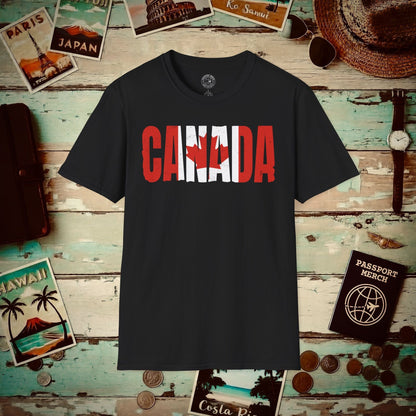 Vintage Canada Patriotism Letter Flag T-Shirt Black / S