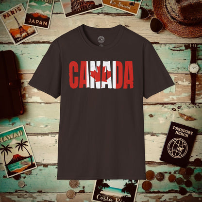 Vintage Canada Patriotism Letter Flag T-Shirt Dark Chocolate / S